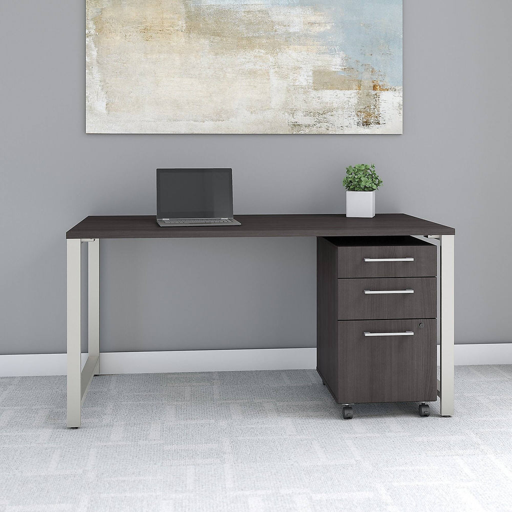 60W x 30D Table Desk with 3 Drawer Mobile File Cabinet, Storm Gray Y34603