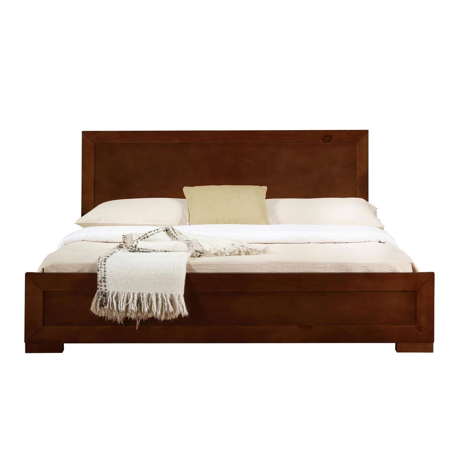 Walnut Wooden King Platform Bed P9681