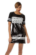 Black and White Sequins Shirt Dress O56431