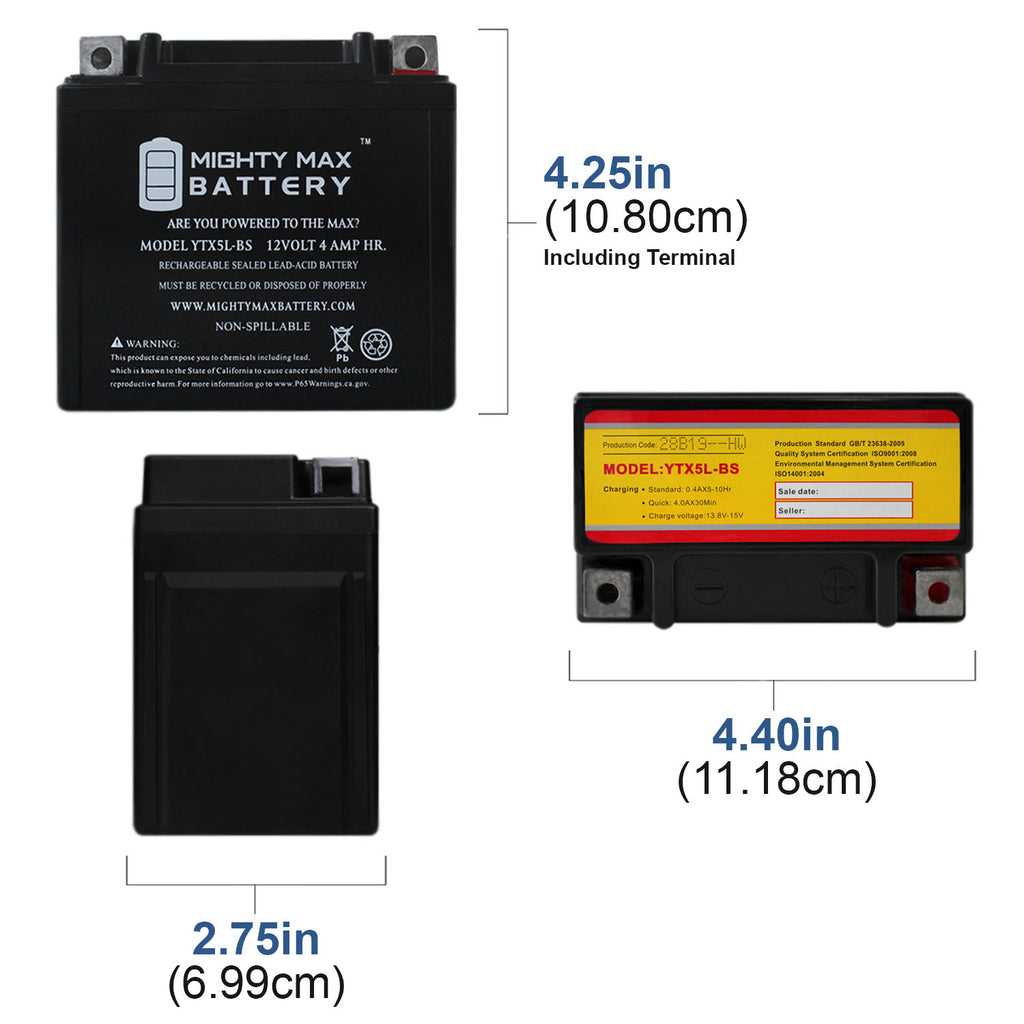 2 Pack Motorcycle Battery J440919