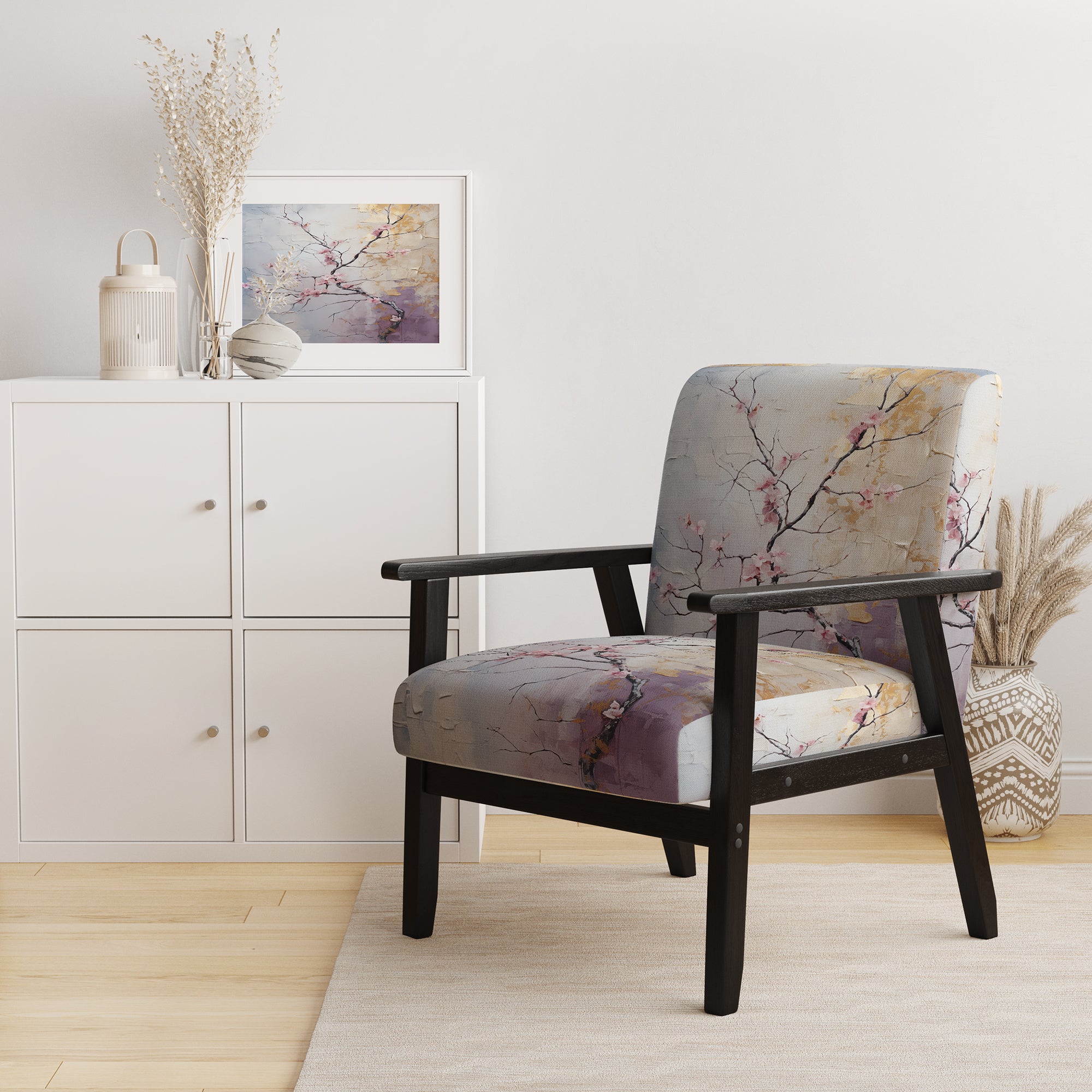 Upholstered Floral Accent Chair and Traditional Arm Chair S174
