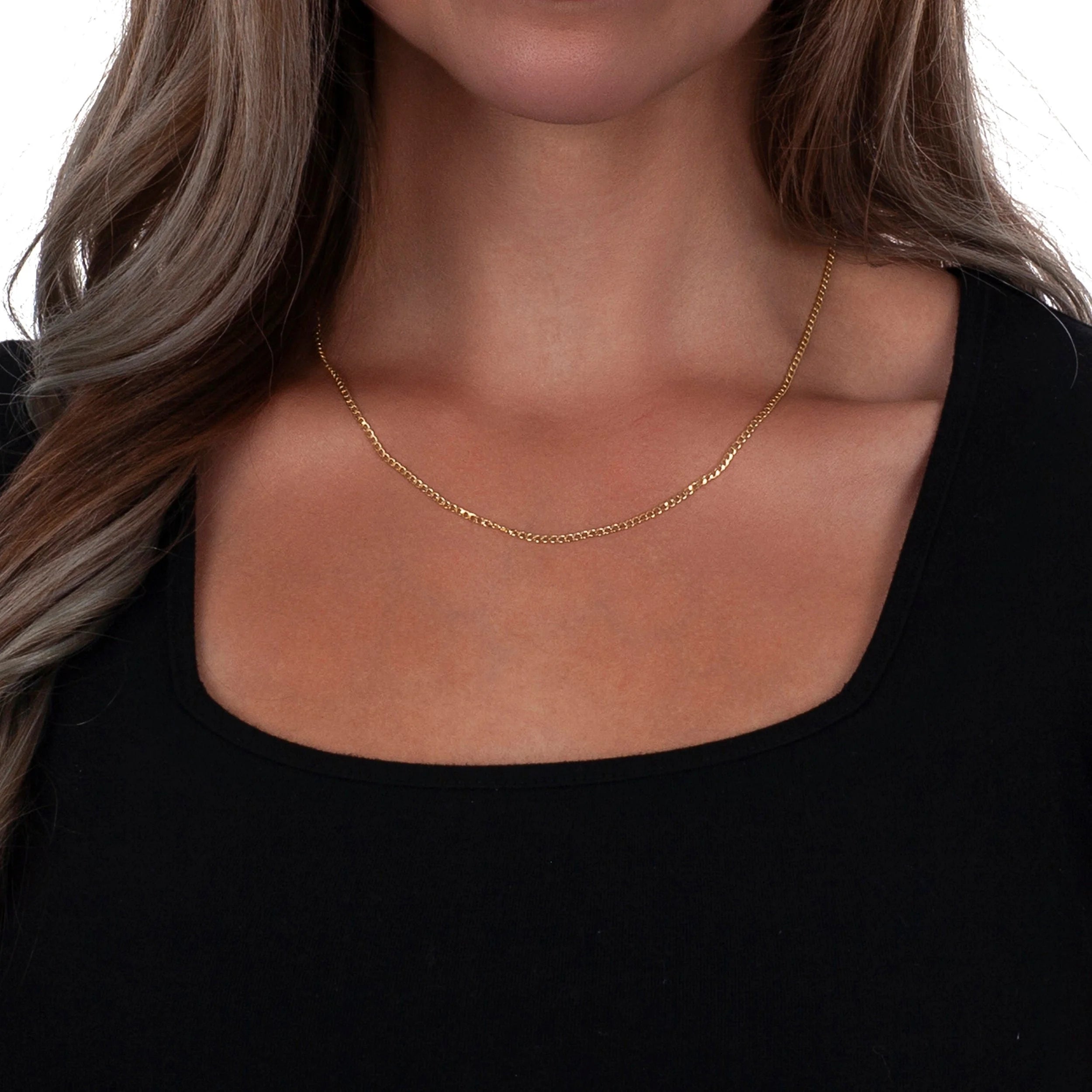 925 Sterling Silver Hollow Cuban Curb Link Chain Necklace K5294