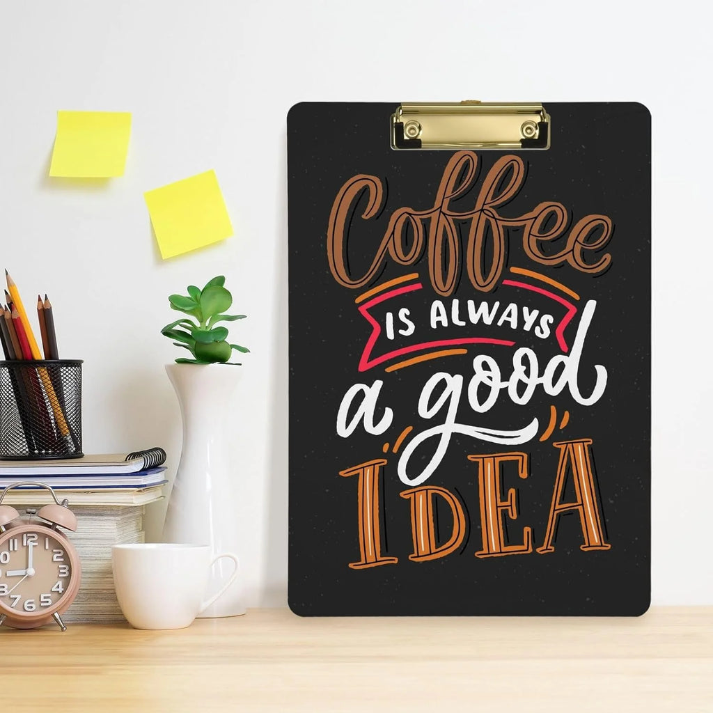 Acrylic Clipboard with Gold Clip, A4 Letter Size, 12.5 x 9 Inches S832373