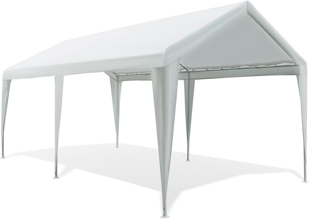 10' X 20' Heavy Duty Car Canopy with Powder-Coated Steel Frame, 6 Legs, Beige G321
