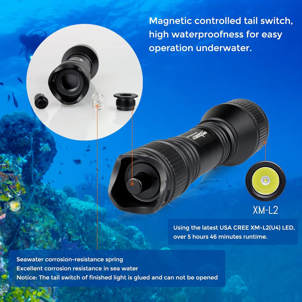 D550 Dive Light 1000 Lumens Scuba Diving Flashlight F918197