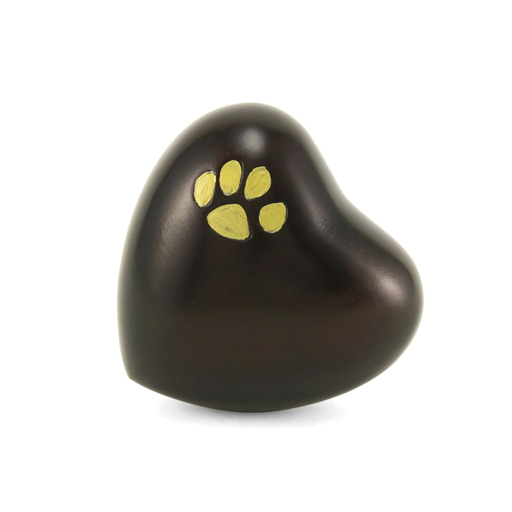Brown Brass Paw Print Pet Heart Keepsake S78280