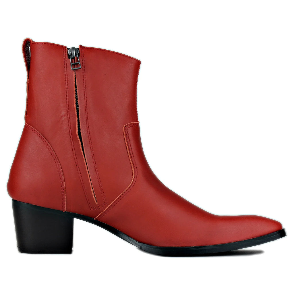 Red Leather Chelsea Boots G263