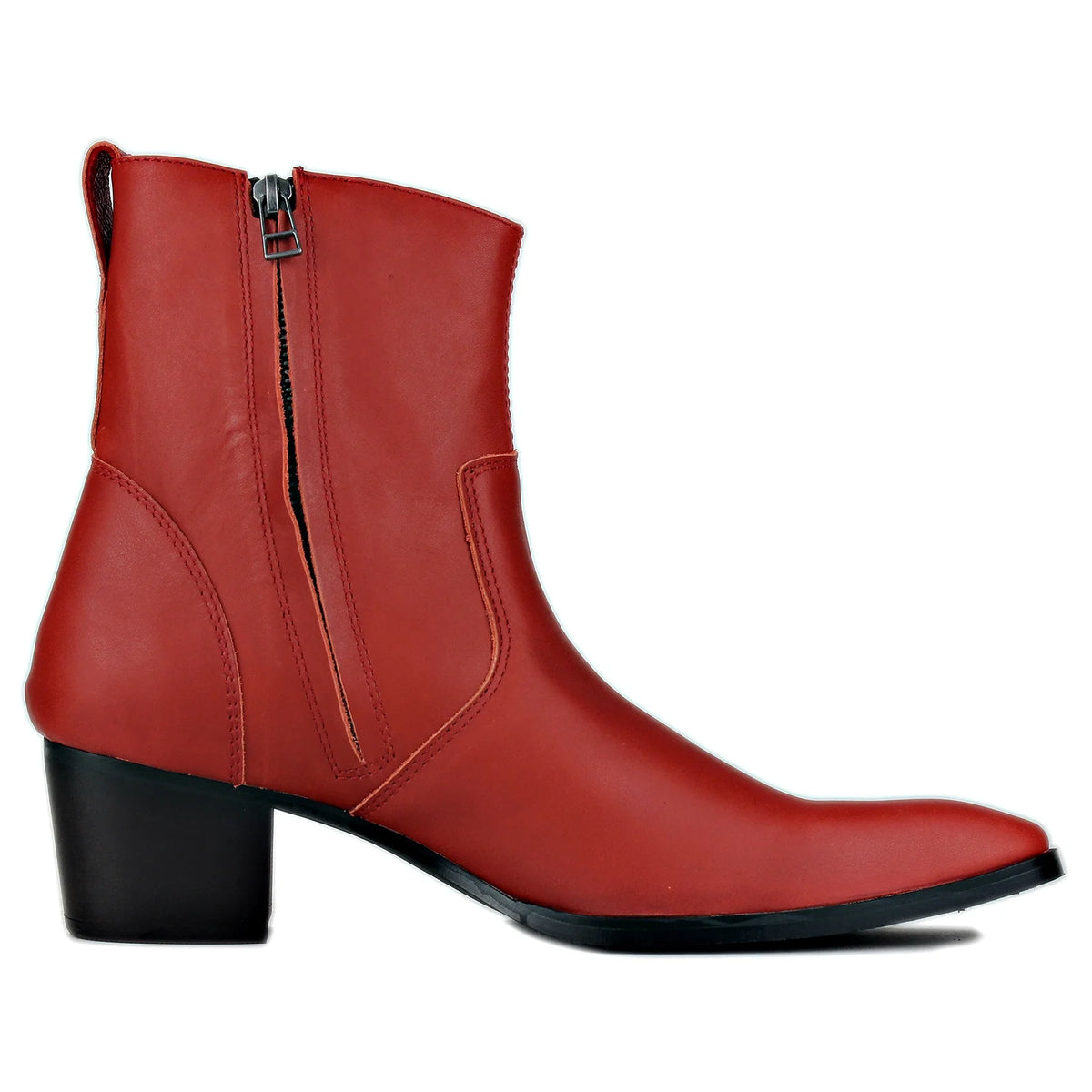 Red Leather Chelsea Boots G263