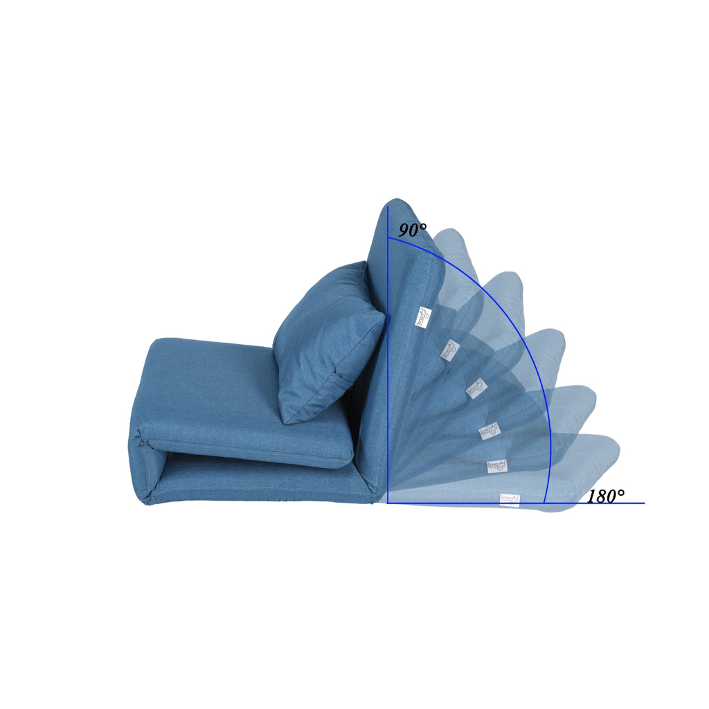 Blue Linen 5 Position Adjustable Convertible Floor Chair I281