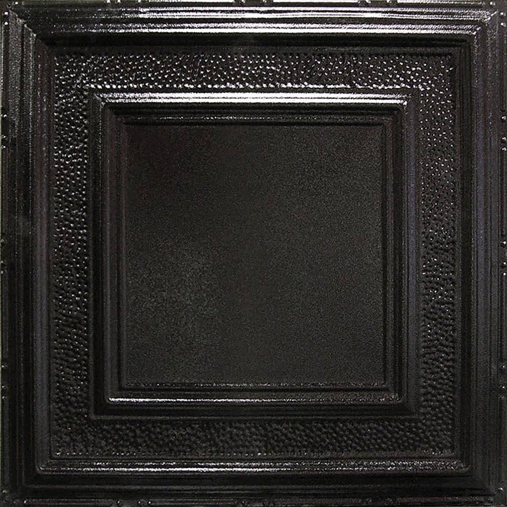 Textured Black Satin 2 ft. x 2 ft. Nail Up Tin Ceiling Tile S23527