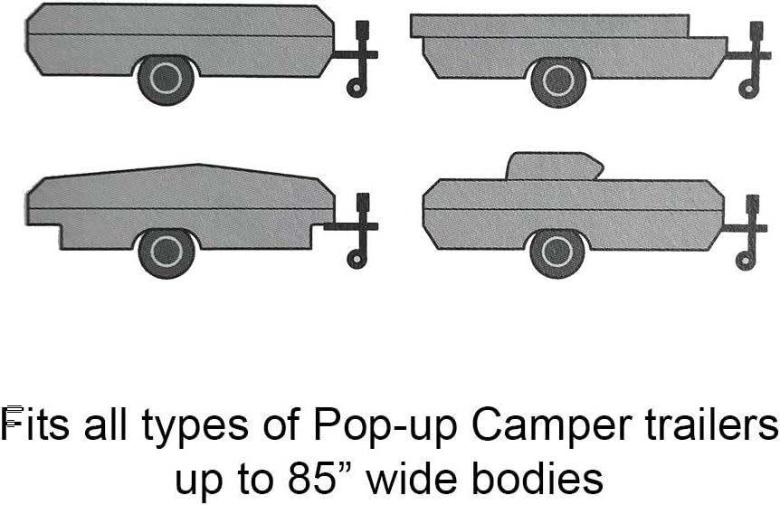 Pop-up Folding Camper Cover Reinforced Windproof Side-Straps Anti-UV Water-Resistance Triple Layers Heavy Duty for Trailer RV Motorhome I82359