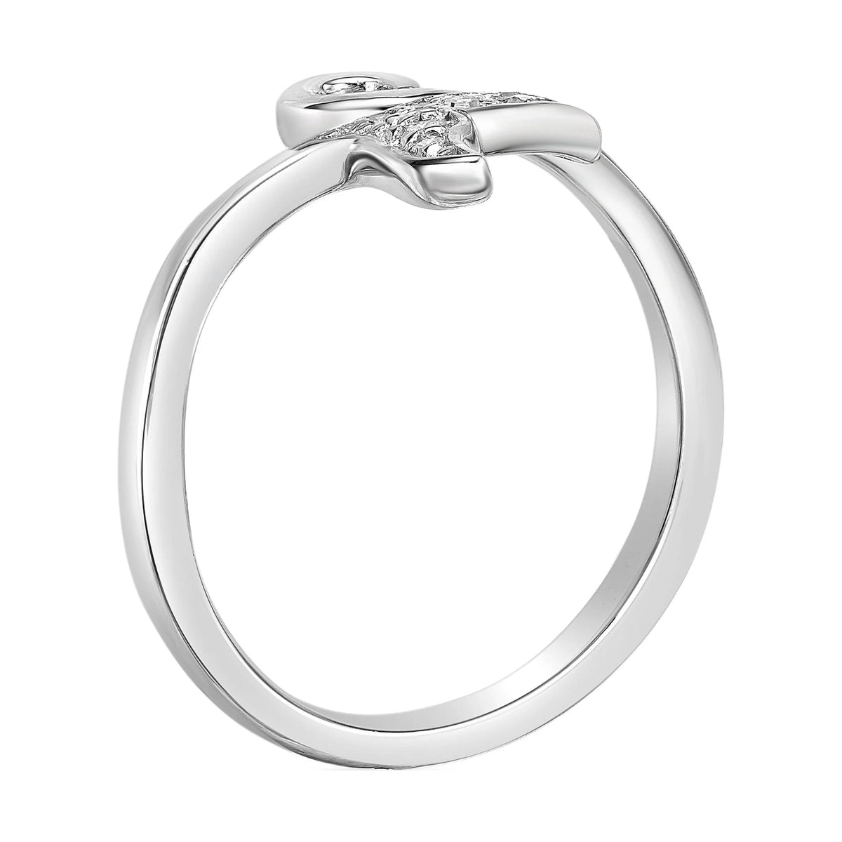 0.04 Carat Natural Diamond Dolphin Tail Open Toe Ring in 925 Sterling Silver V9840