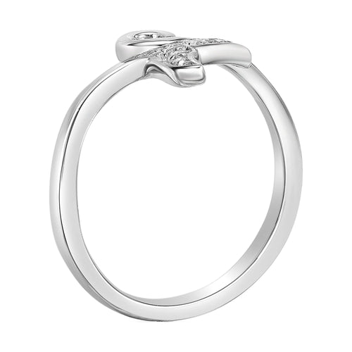 0.04 Carat Natural Diamond Dolphin Tail Open Toe Ring in 925 Sterling Silver V9840