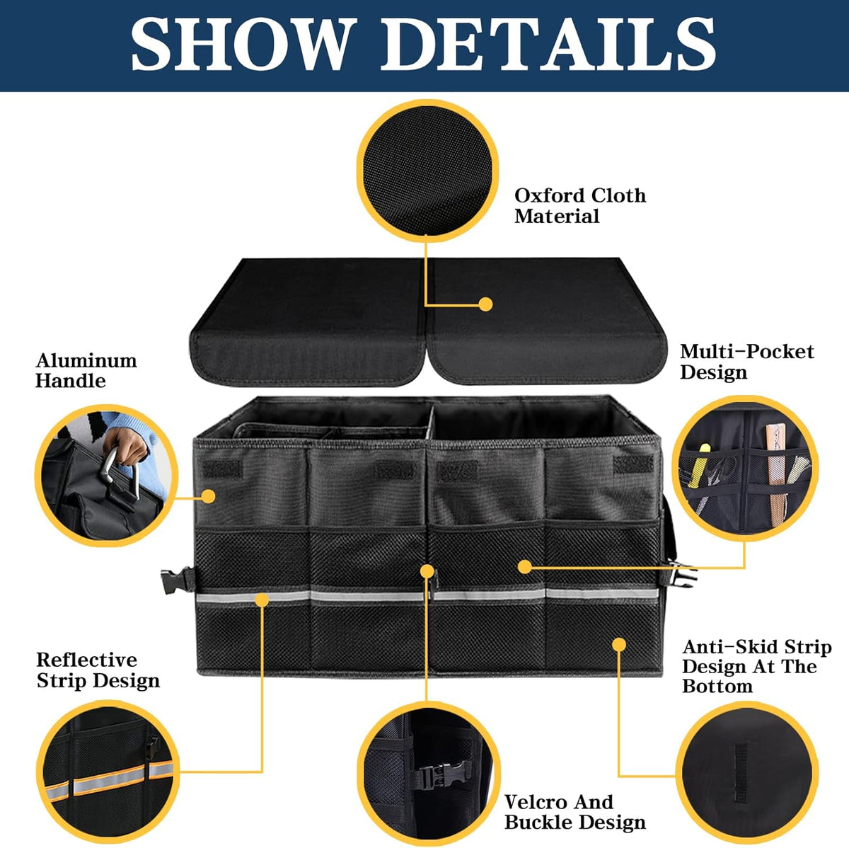 Black Pack of 2 Collapsible Car Trunk Organizer V914521