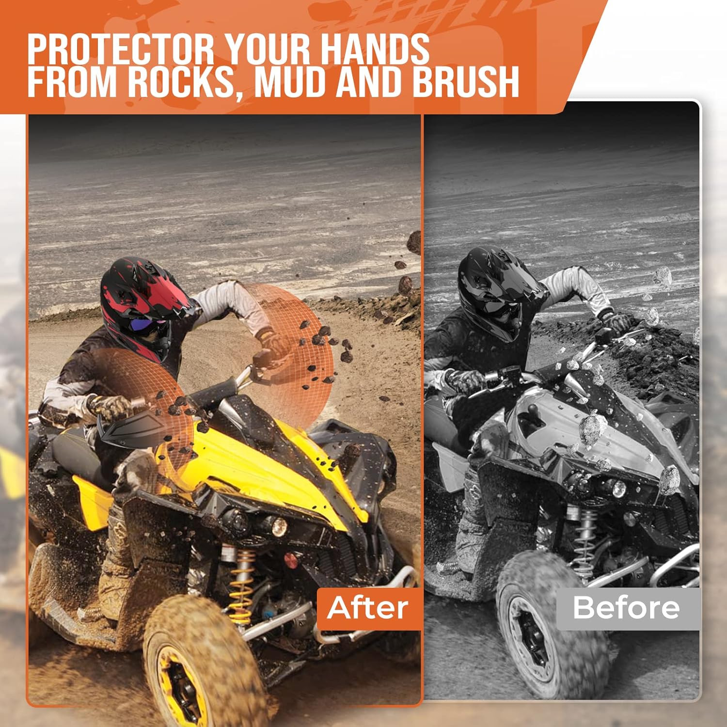ATV HandGuard and Wind Deflector Kit with Mounting Straps A78787