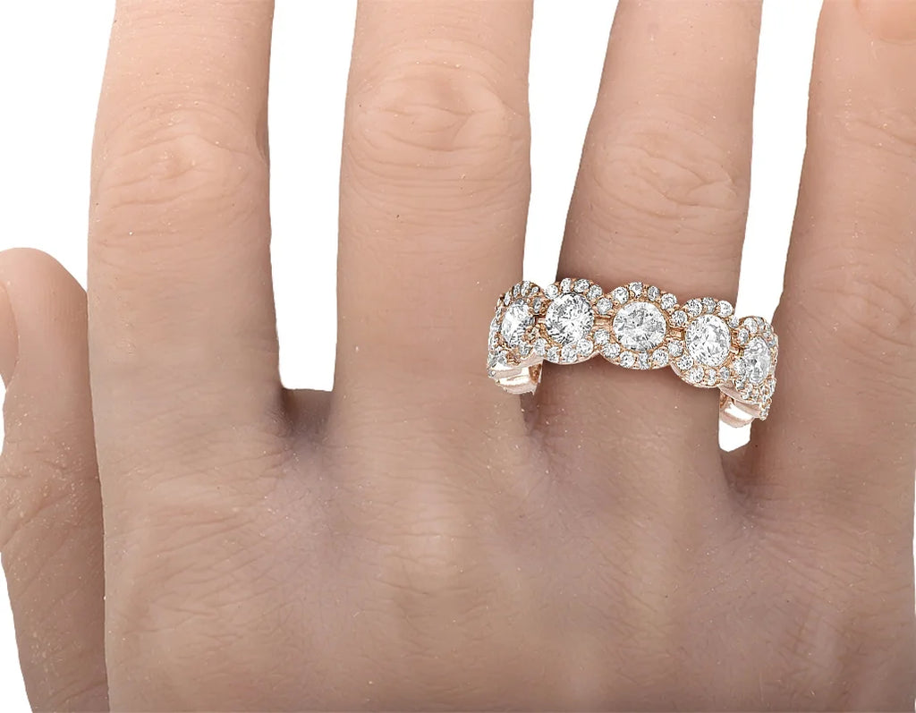 14K Rose Gold Diamond Eternity Ring 3.5 CT 7MM D4705