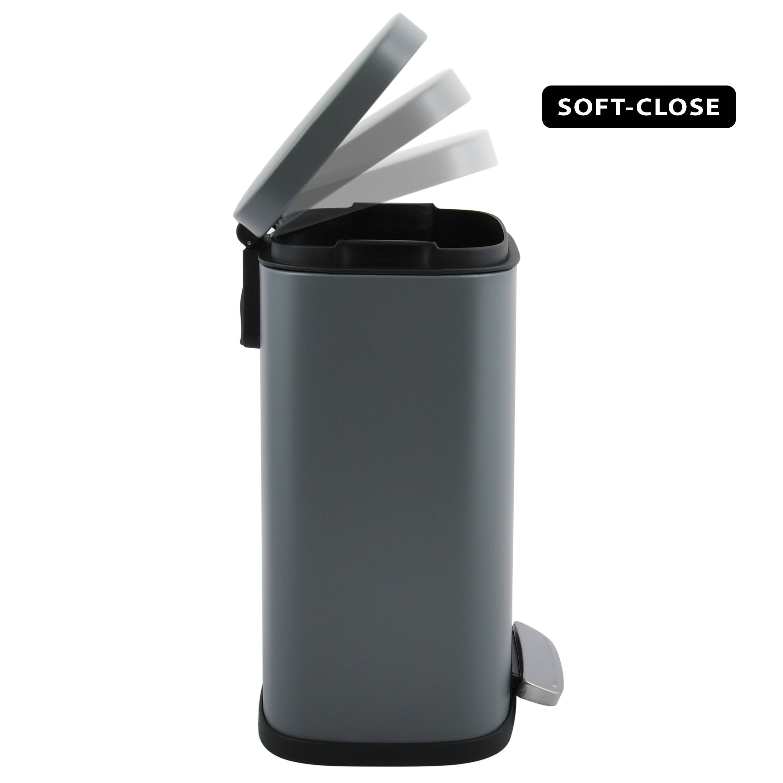 Matte Dark Gray Stainless Steel Step Trash Can F458