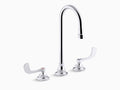 Widespread Bathroom Sink Faucet with Gooseneck Spout and Wristblade Handle M129