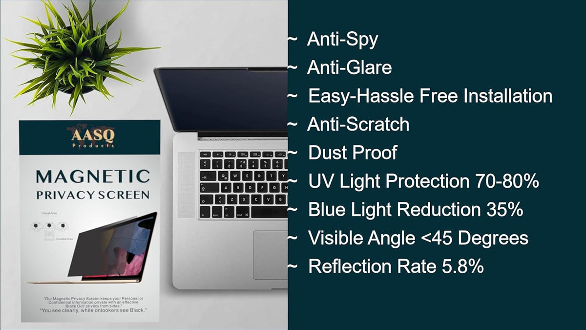 Magnetic Laptop Privacy Screen Filter 15.6 inches (16:9), Anti-Glare, Pack of 2 I24164