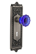 Cobalt Crystal / Antique Pewter Interior Mortise Door Knob R8605