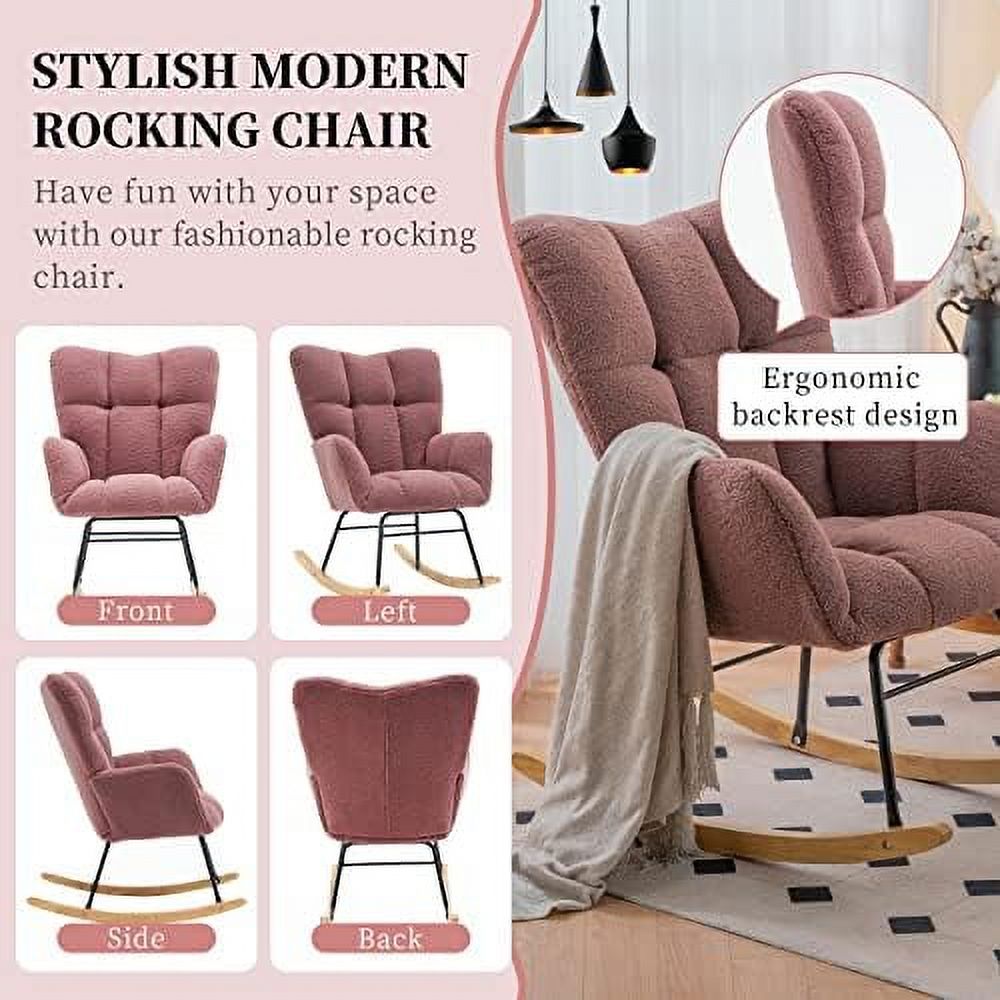 Grey Velvet Upholstered Glider Rocker I535549