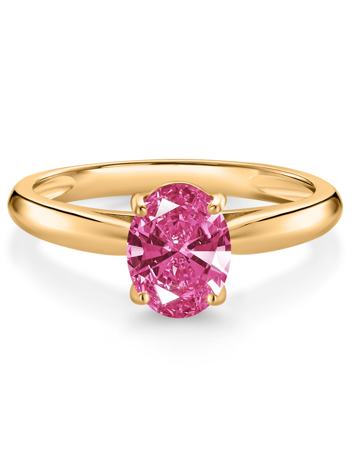 10K Yellow Gold Pink Zirconia Solitaire Engagement Ring F777755