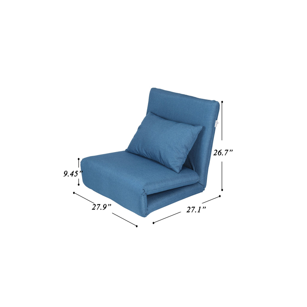 Blue Linen 5 Position Adjustable Convertible Floor Chair I281