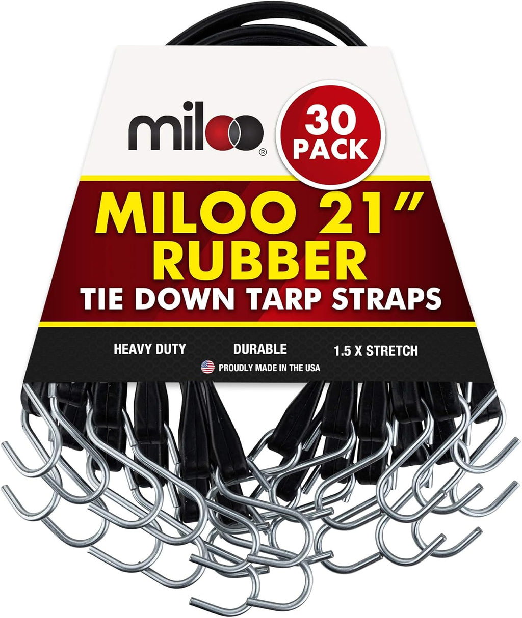 30 Pack Rubber Bungee Cords 21 Long EPDM with Crimped Hooks R573090