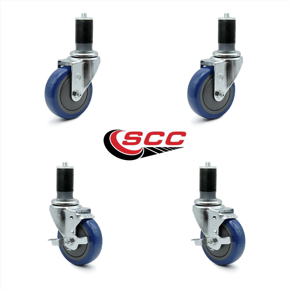 Blue Polyurethane Caster with Expanding Stem E471667