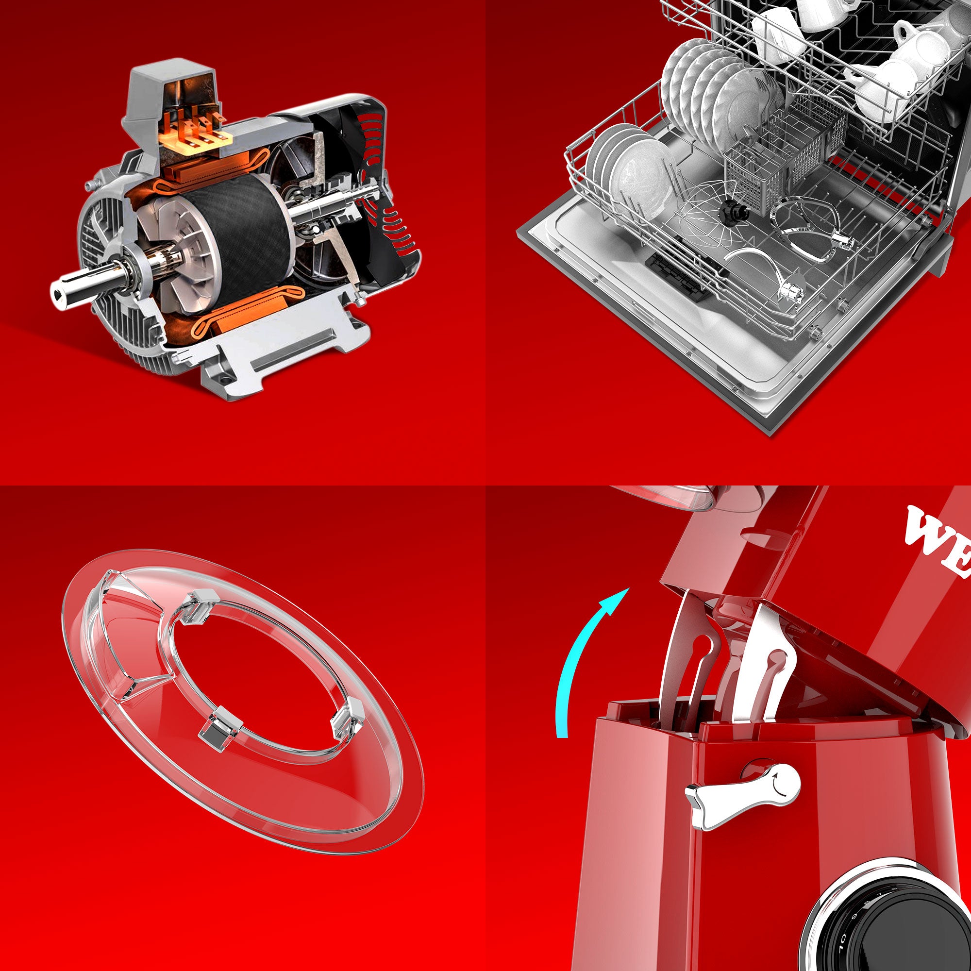 Red 4.8 Quarts 10 Speed Stand Mixer I86910