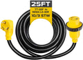 30 Amp RV Extension Cord 25 Ft 10/3 STW TT-30P to NEMA L5-30R 125v Power Cord Q93677