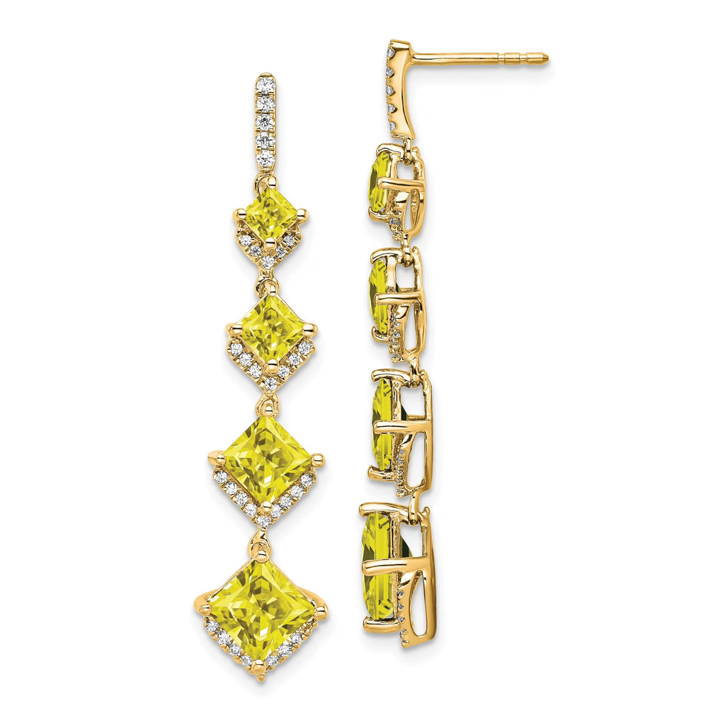 14 Karat Yellow Gold Lab Grown Diamond Drop Post Earrings U430
