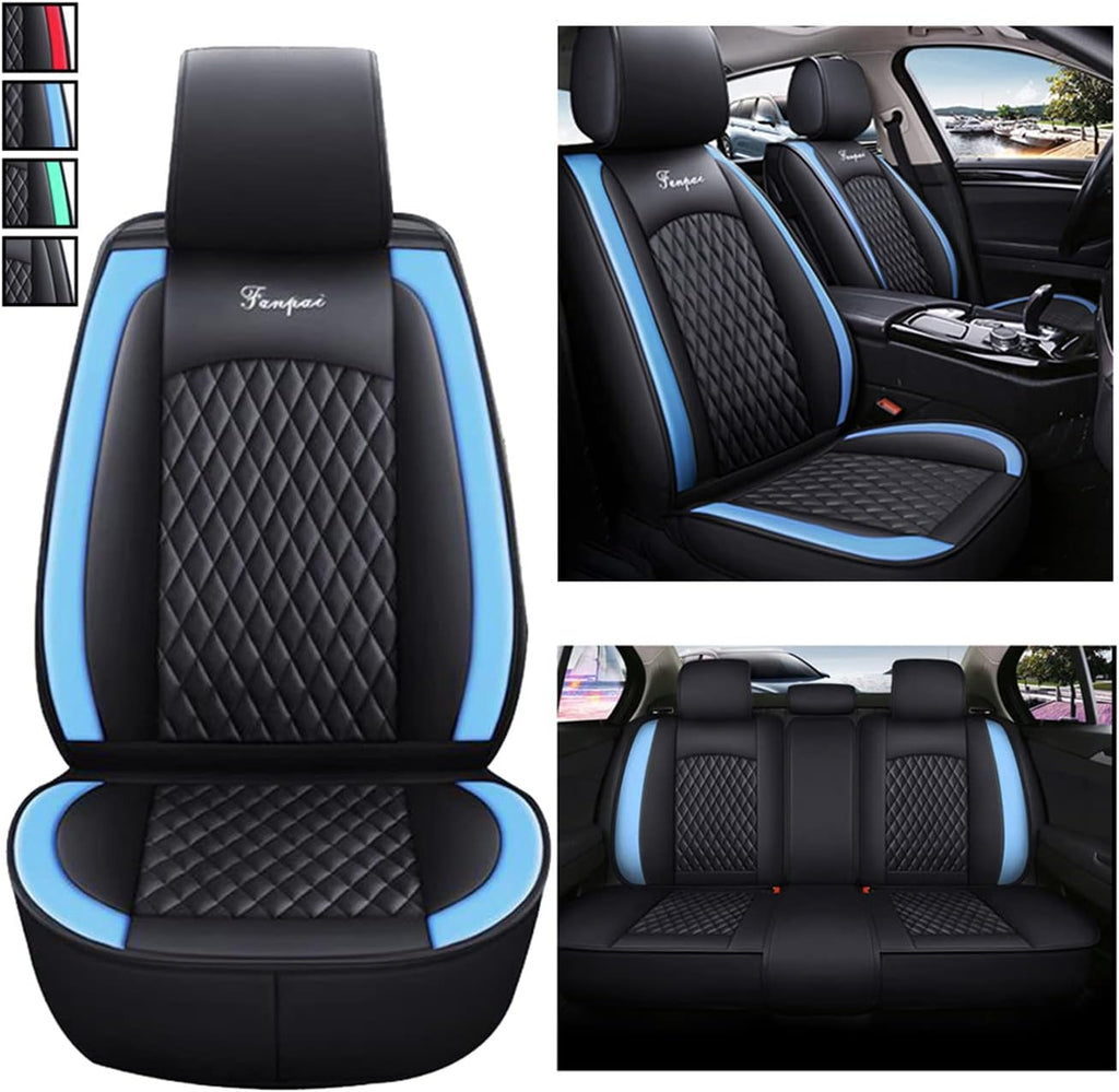 Black Blue Waterproof PU Leather Car Seat Cover Protector Pad R6482