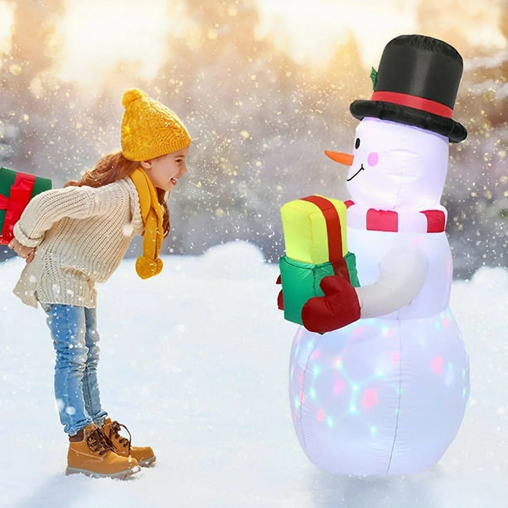 Snowman Christmas Inflatables with Rotating LED Lights J1206