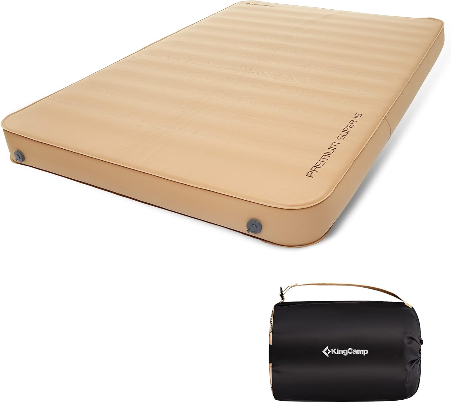 Queen Size Double Self Inflating Sleeping Pad with R Value 9.5, Grey O76428