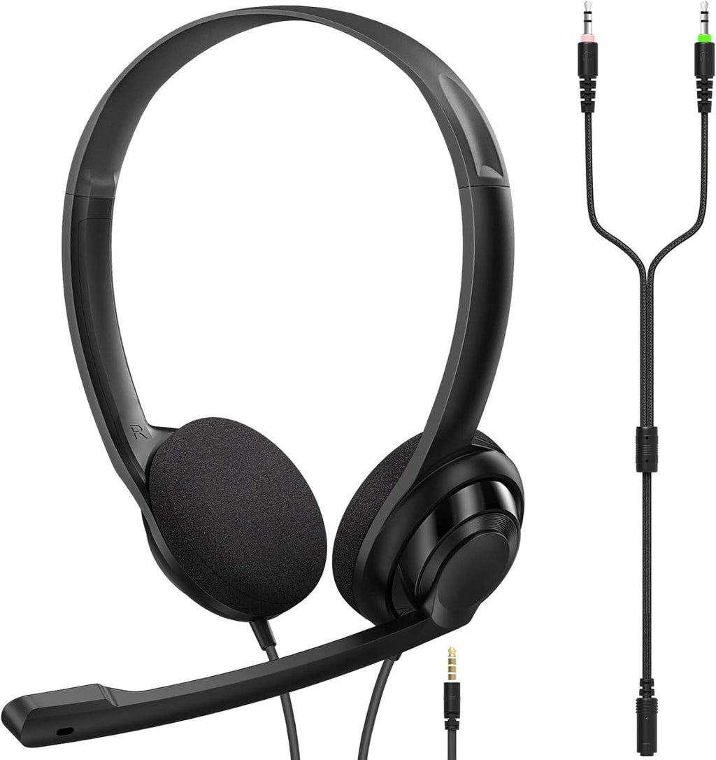 Wired On-Ear Headset with Microphone, 3.5mm Jack, Pack of 2 Z48219