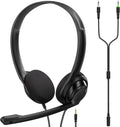 Wired On-Ear Headset with Microphone, 3.5mm Jack, Pack of 2 Z48219