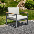 Gray Outdoor Metal Chair with Seat Cushions K82160