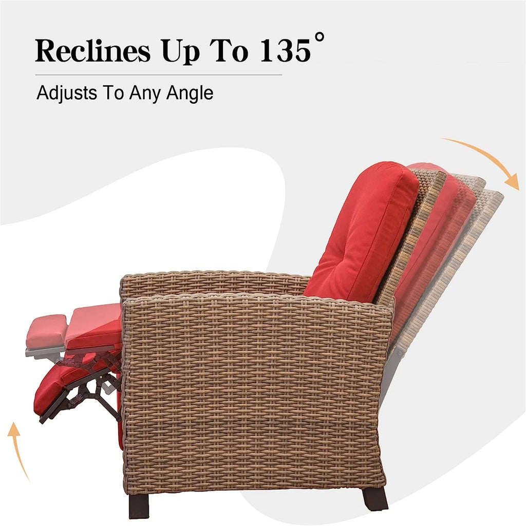 Red Wicker Reclining Patio Chair T31874