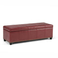 48 inch Wide Transitional Storage Ottoman in Radicchio Red Bonded Leather Y5851