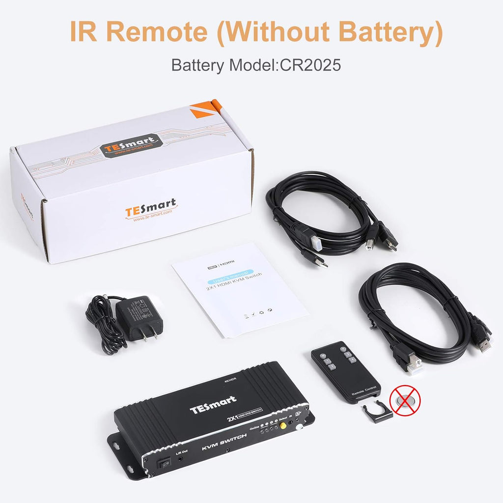 HDMI KVM Switcher 4K 60Hz USB 2.0 with 2 Pcs 5ft KVM Cables L805