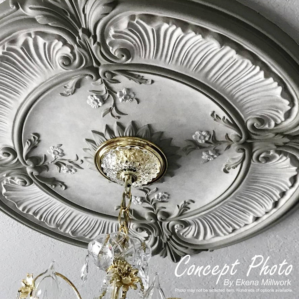 31 1/4x22OD x 2 1/4x22P Hand-Painted Pewter Ceiling Medallion Y256