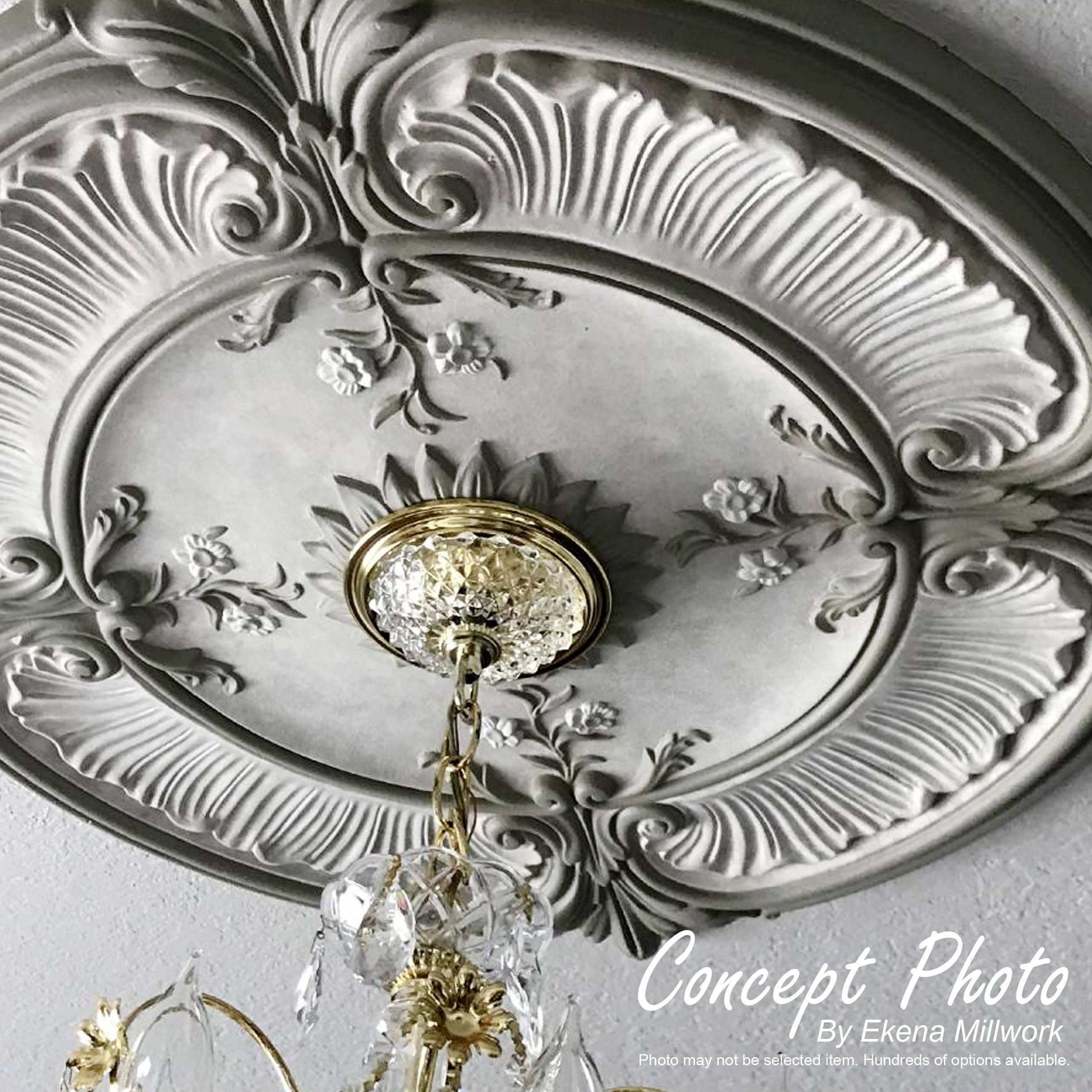 31 1/4x22OD x 2 1/4x22P Hand-Painted Pewter Ceiling Medallion Y256