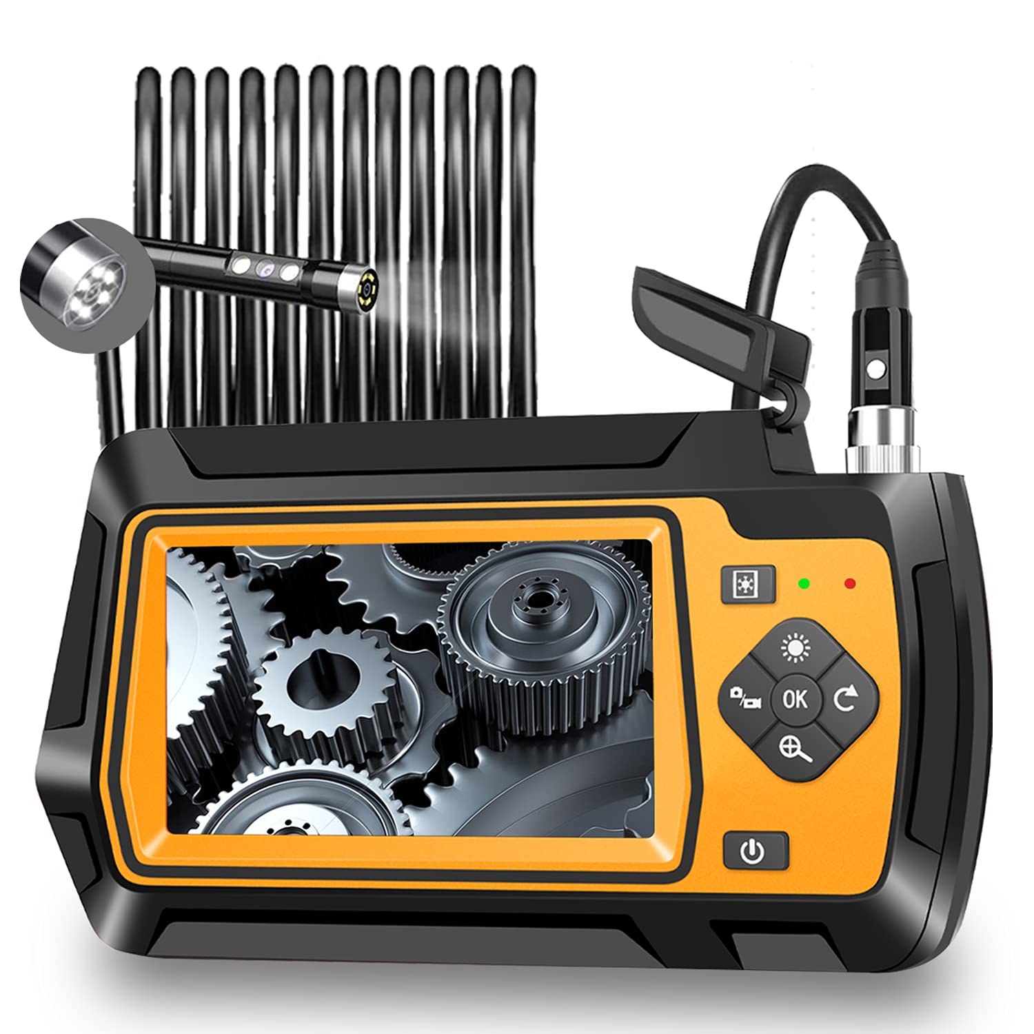 Industrial Endoscope 1080P HD Borescope Inspection Camera with 8 LED Lights 4.3 IPS Screen 32G SD Card 16.5 FT A72927
