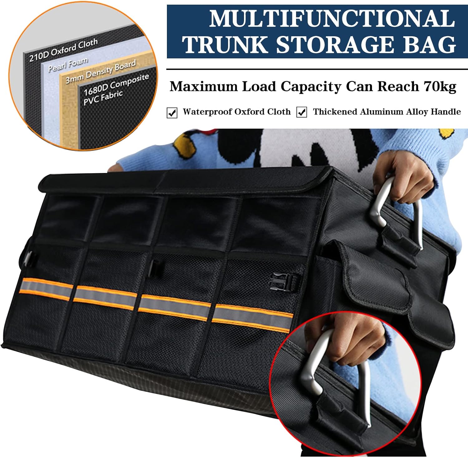 Black Pack of 2 Collapsible Car Trunk Organizer V914521