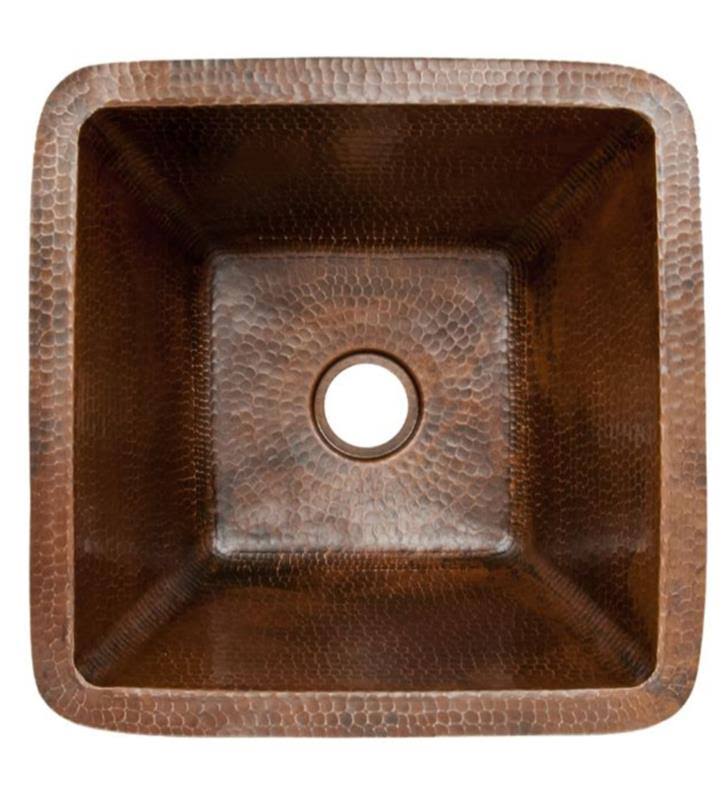 15-inch Square Hammered Copper Bar/Prep Sink in Electroless Nickel B97013