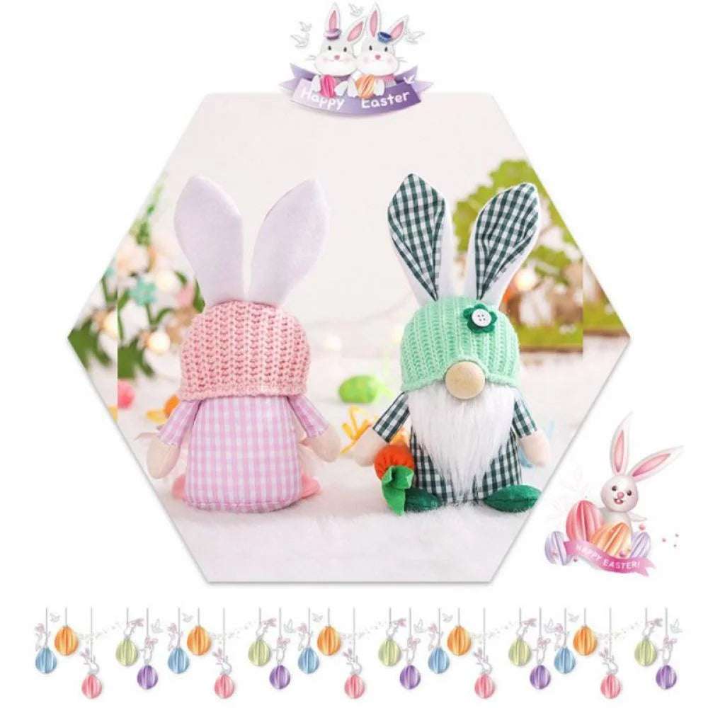 1/2 Pcs Plush Easter Bunny Handmade Swedish Tomte Elf Stuffed Doll Rabbit Ornaments L40186