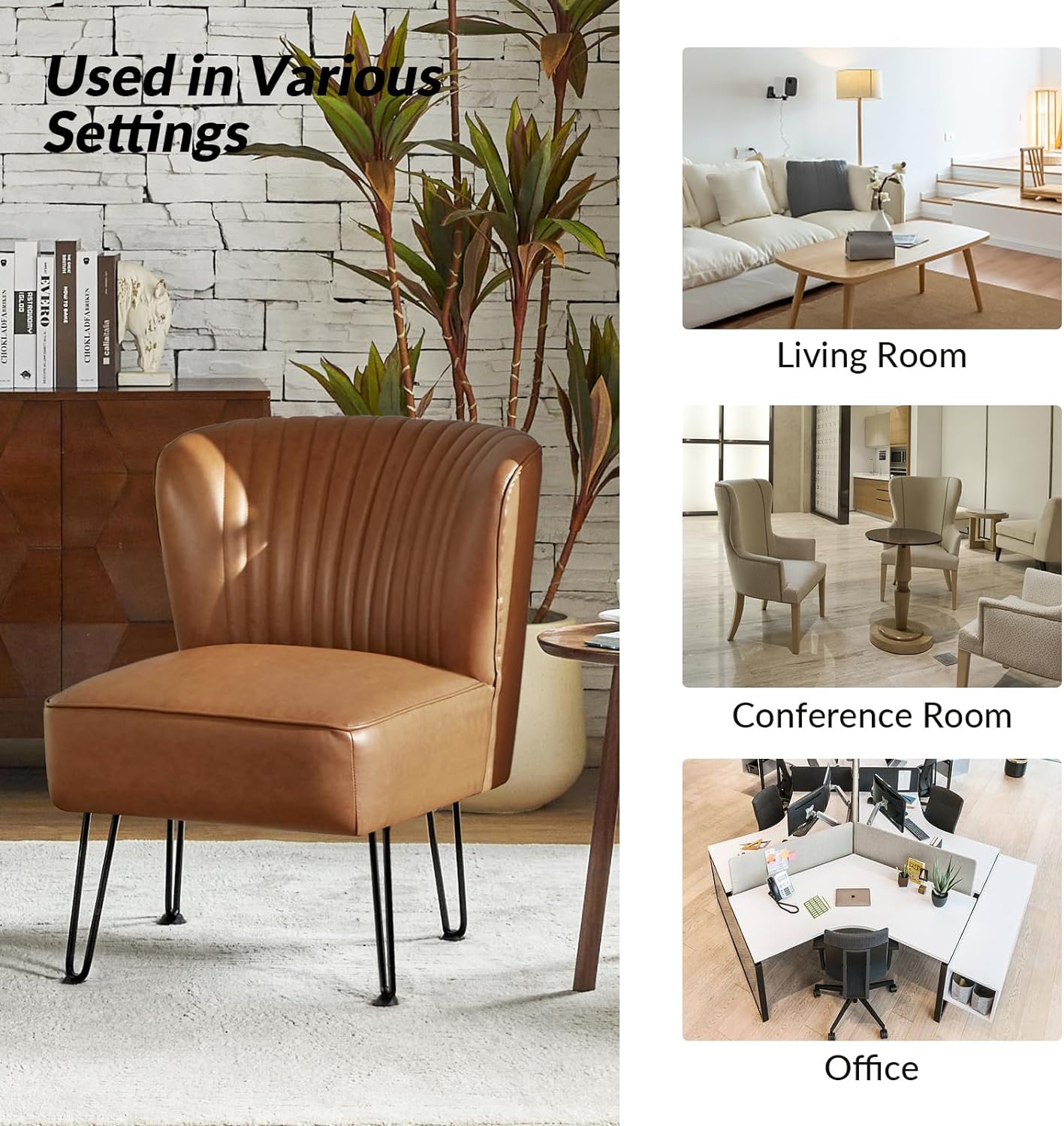 Faux Leather Accent Chair with Metal Base D78666