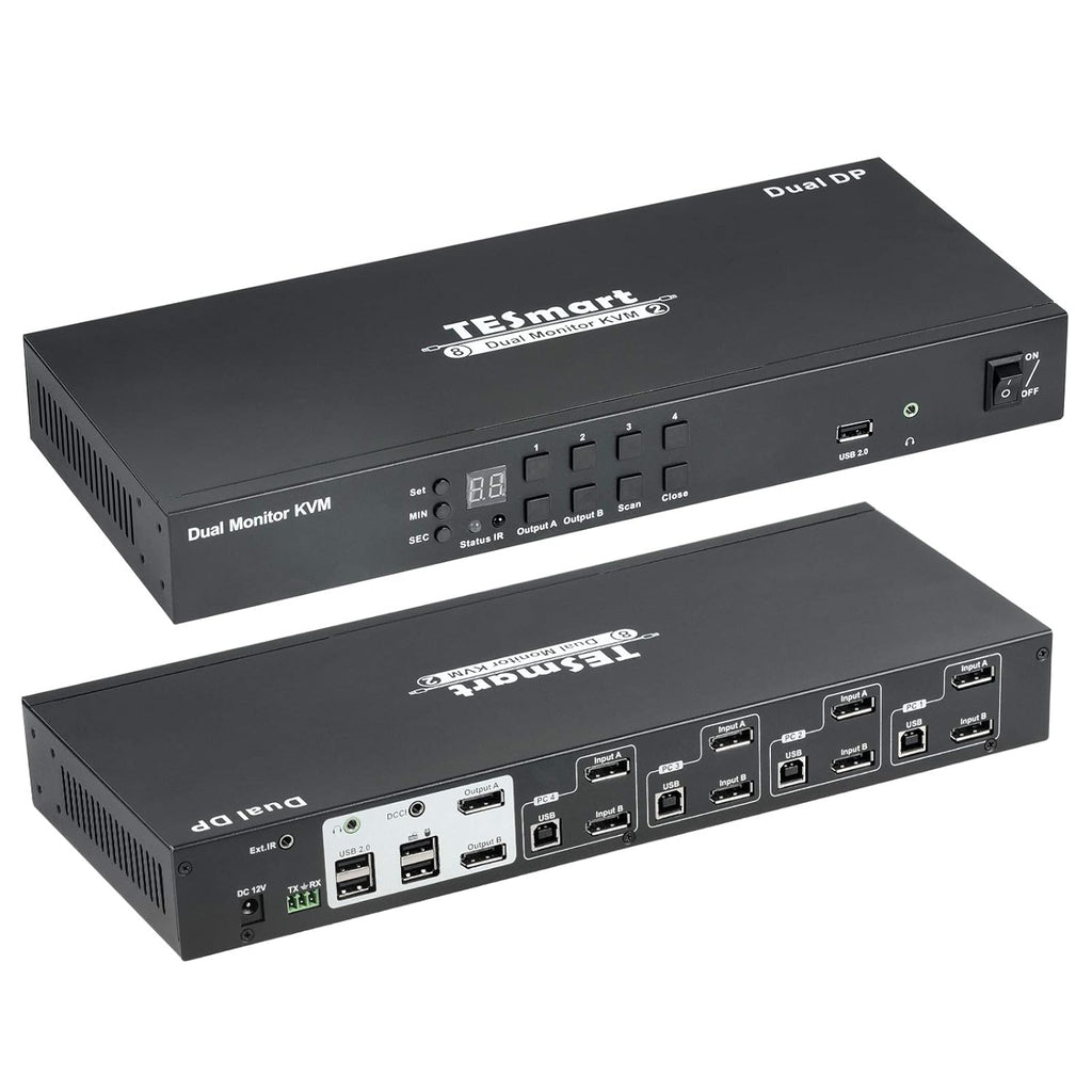HDMI Dual Monitor KVM Switch 4 HDMI PCs + 2 HDMI Monitors 4K @60Hz Black E510838