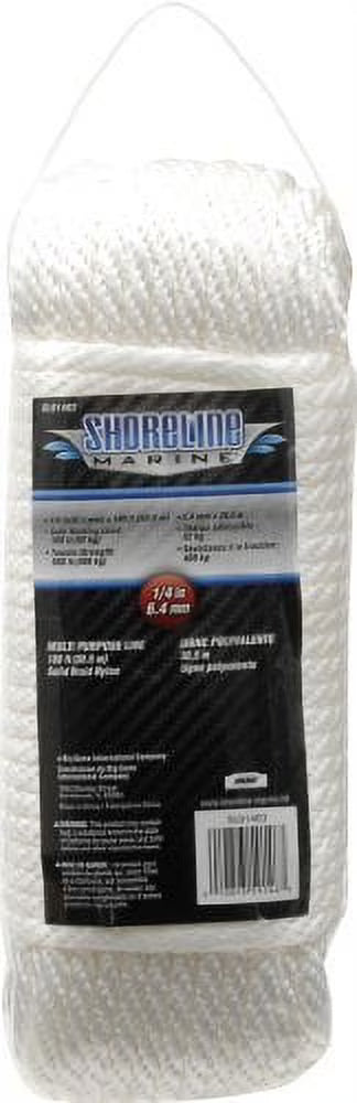 Solid Braid Nylon Multi-Purpose Line, 1/4 in x 100 ft., White S772